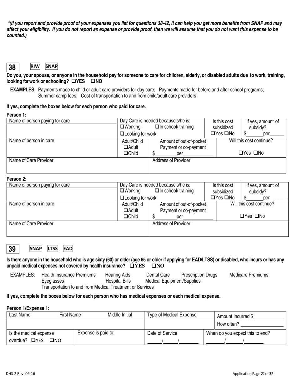 Form DHS-2 Application for Assistance - Rhode Island, Page 26