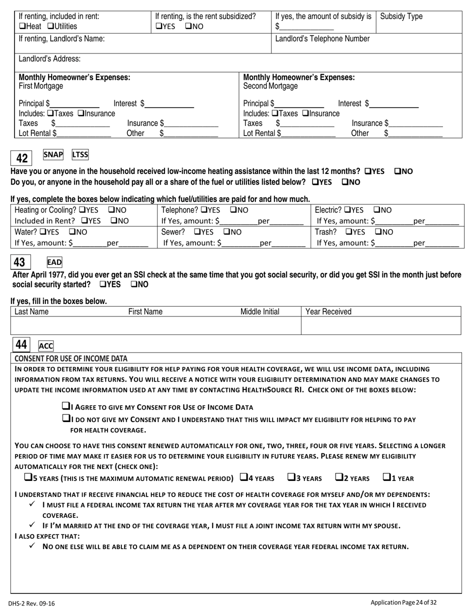 Form DHS-2 Application for Assistance - Rhode Island, Page 28