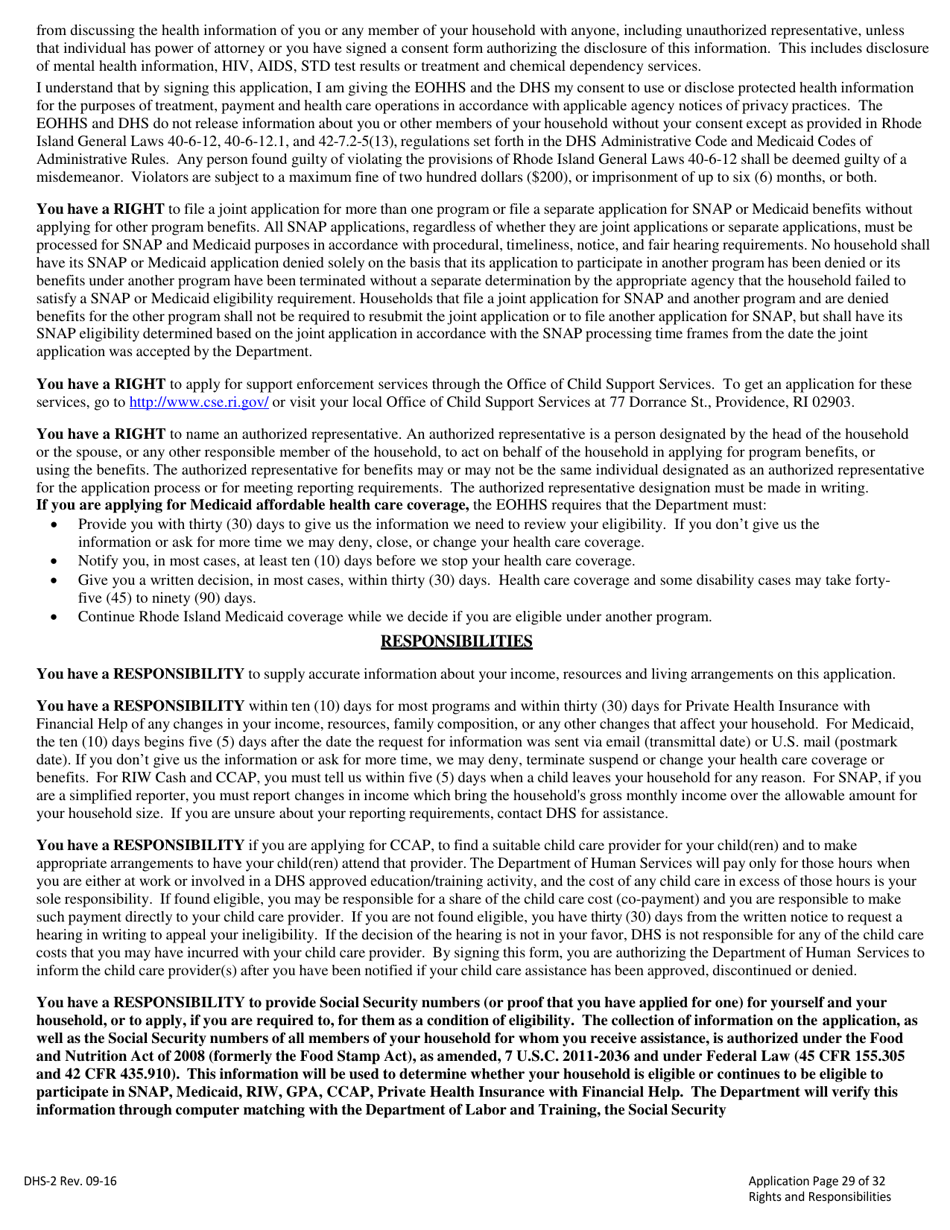 Form DHS-2 Application for Assistance - Rhode Island, Page 33