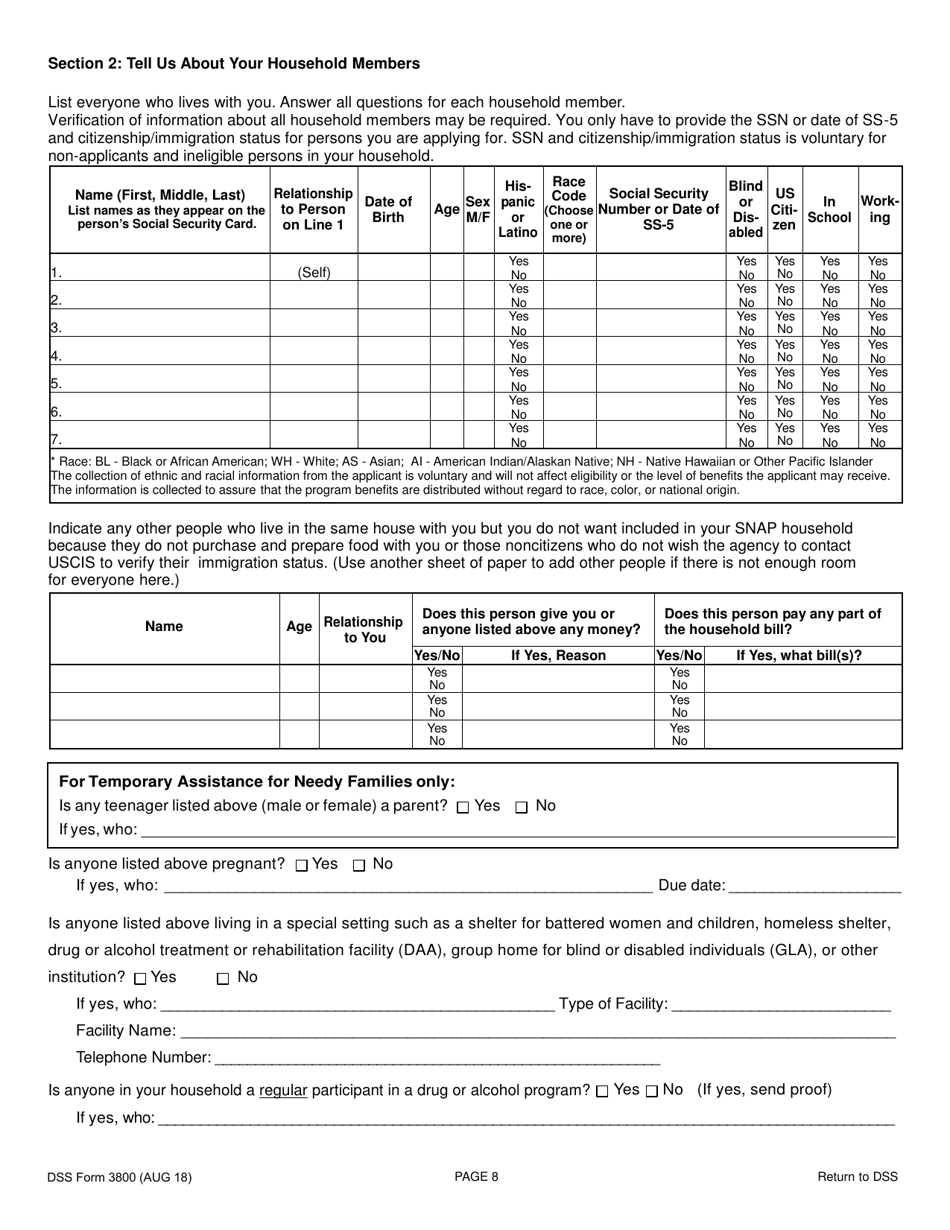 Dss Form 3800 Fill Out Sign Online And Download Printable Pdf South Carolina Templateroller 7675