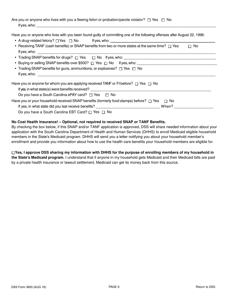 Dss Form 3800 Fill Out Sign Online And Download Printable Pdf South Carolina Templateroller 8500