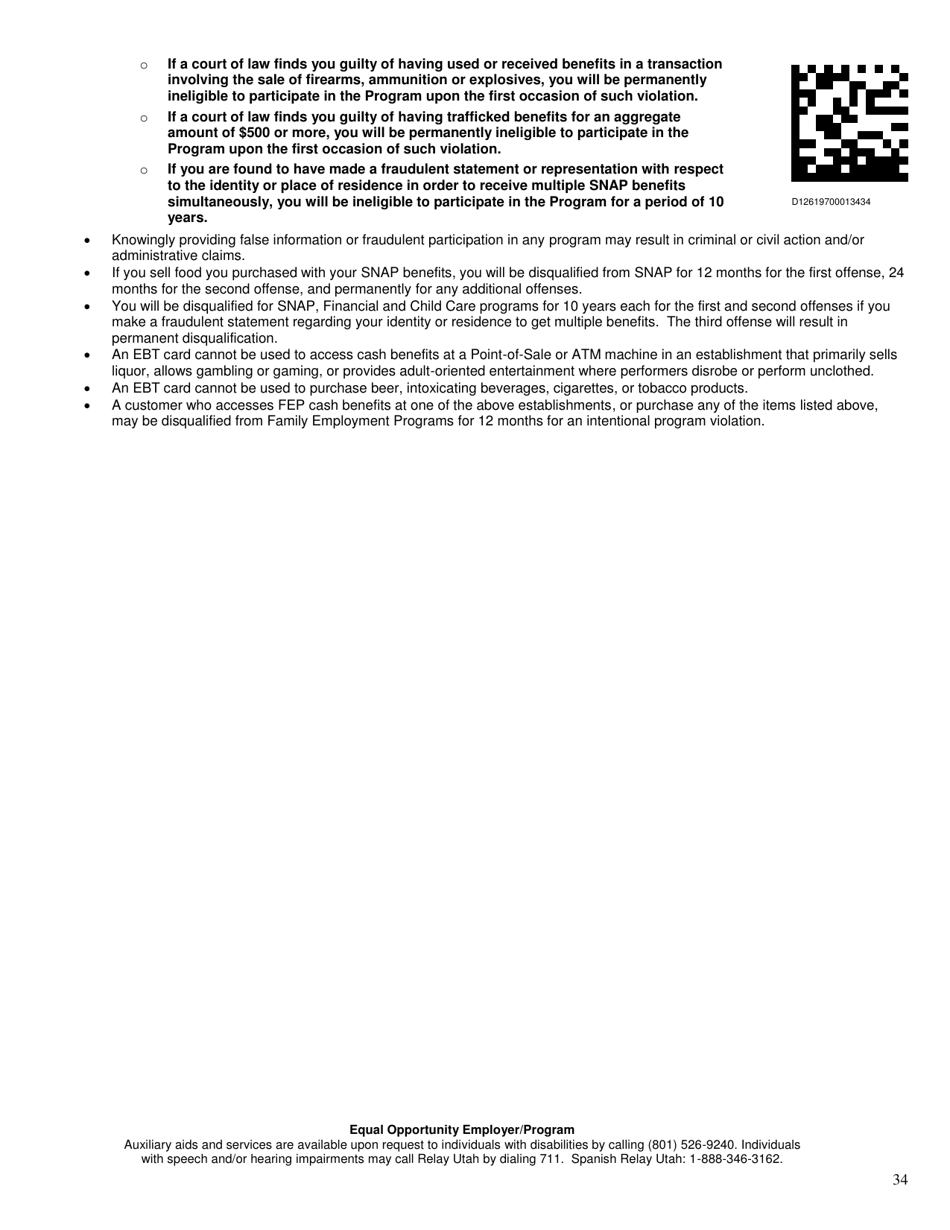 Form DWS-ESD61APP Application for Snap, Financial Assistance, Child Care, and Medical Assistance - Utah, Page 34