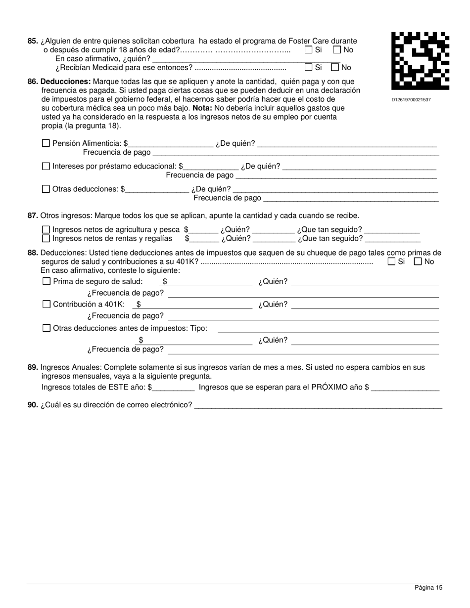 Formulario DWS-ESD61APP-SP Solicitud Para Beneficios De Snap, Financiera, De Cuidado Infantil Y Medica - Utah (Spanish), Page 15