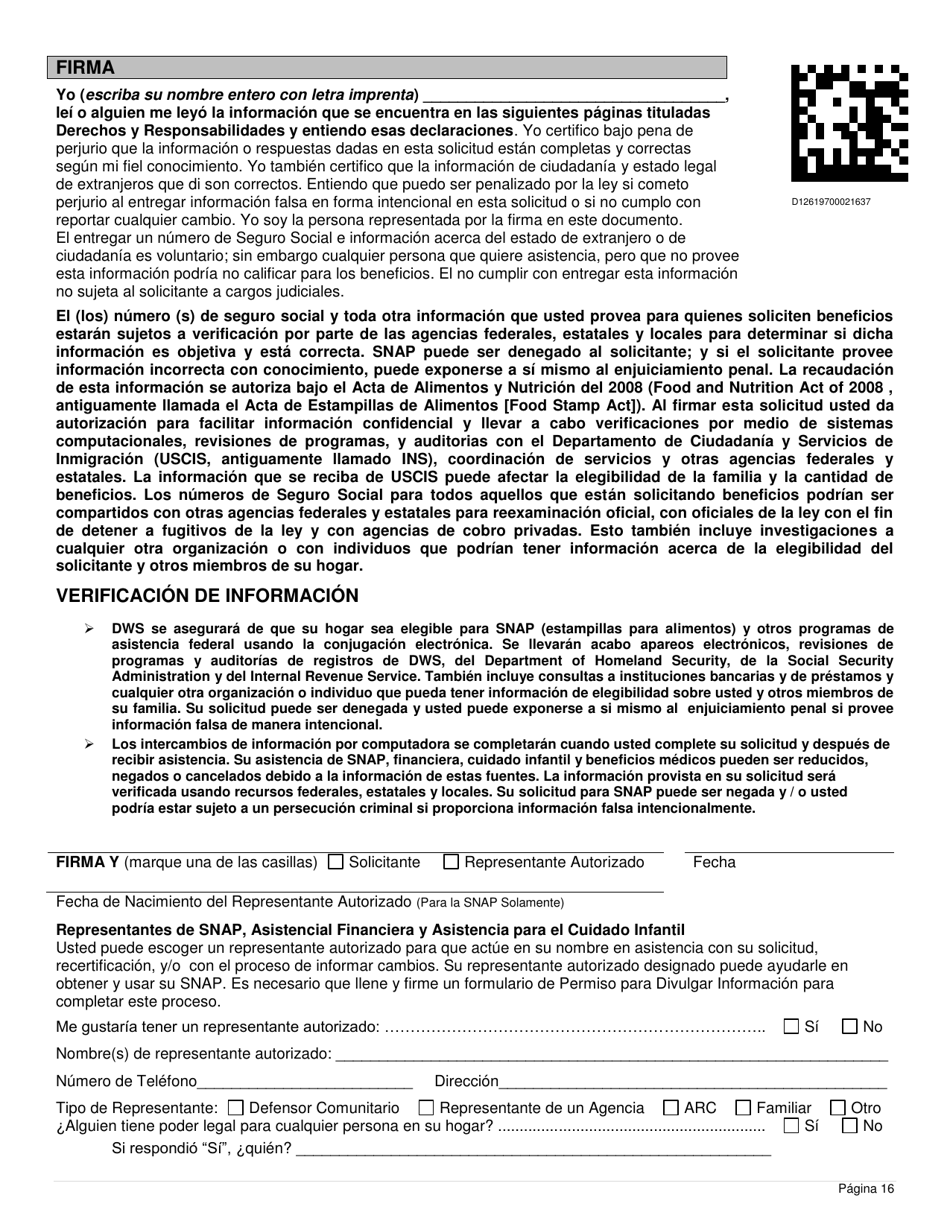 Formulario DWS-ESD61APP-SP Solicitud Para Beneficios De Snap, Financiera, De Cuidado Infantil Y Medica - Utah (Spanish), Page 16
