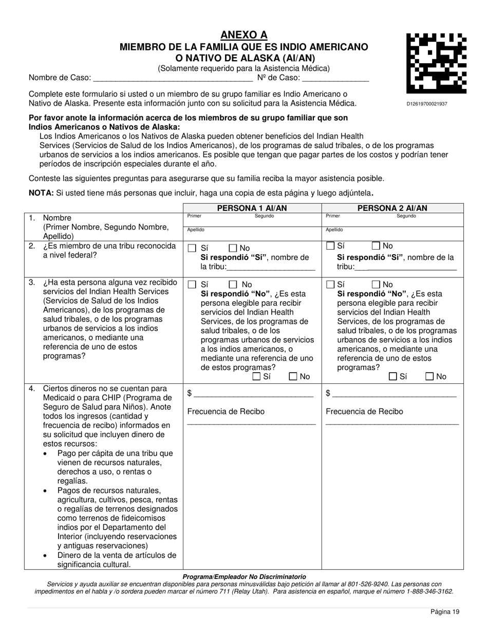 Formulario DWS-ESD61APP-SP Solicitud Para Beneficios De Snap, Financiera, De Cuidado Infantil Y Medica - Utah (Spanish), Page 19