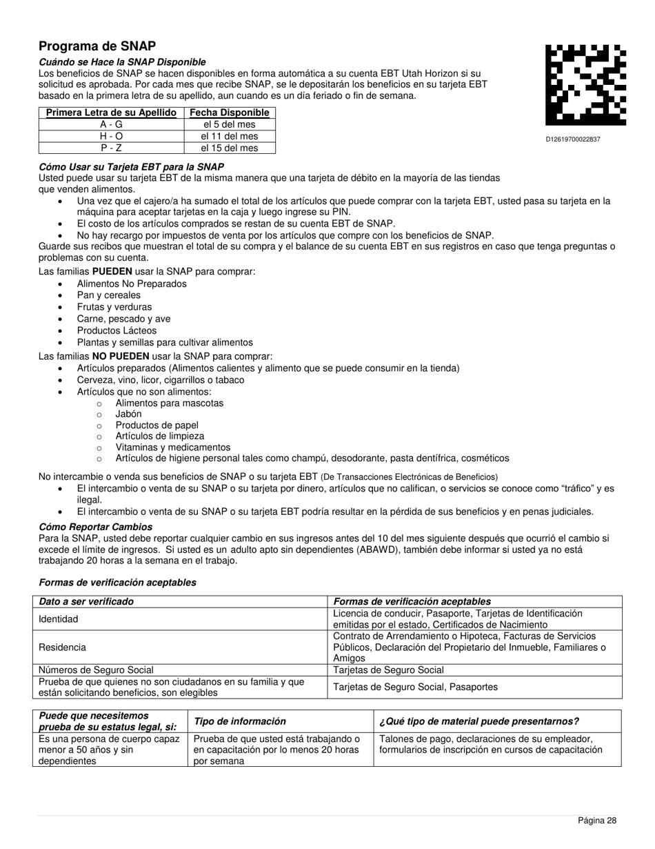 Formulario DWS-ESD61APP-SP Solicitud Para Beneficios De Snap, Financiera, De Cuidado Infantil Y Medica - Utah (Spanish), Page 28
