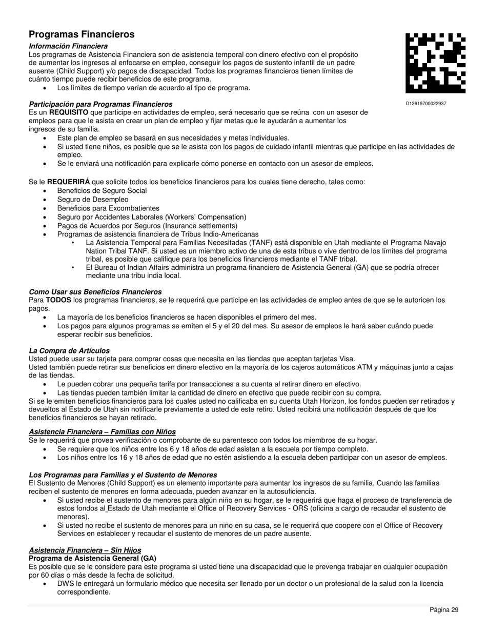 Formulario DWS-ESD61APP-SP Solicitud Para Beneficios De Snap, Financiera, De Cuidado Infantil Y Medica - Utah (Spanish), Page 29