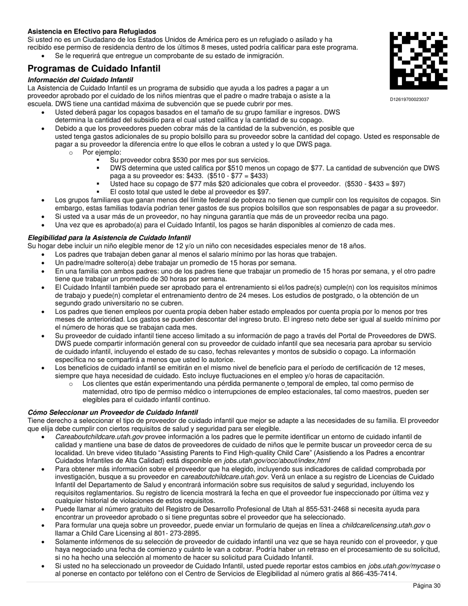 Formulario DWS-ESD61APP-SP Solicitud Para Beneficios De Snap, Financiera, De Cuidado Infantil Y Medica - Utah (Spanish), Page 30