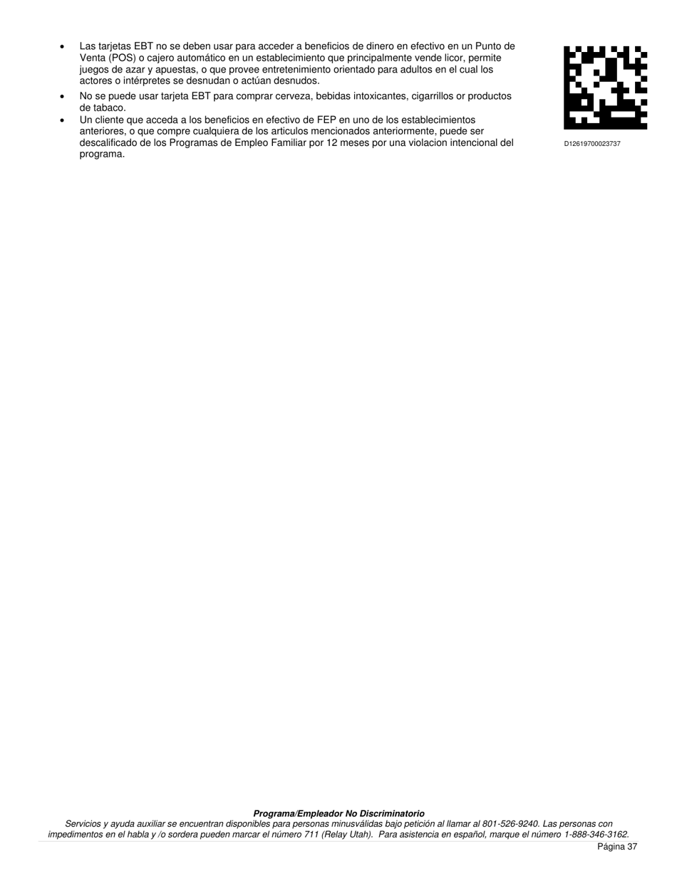 Formulario DWS-ESD61APP-SP Solicitud Para Beneficios De Snap, Financiera, De Cuidado Infantil Y Medica - Utah (Spanish), Page 37