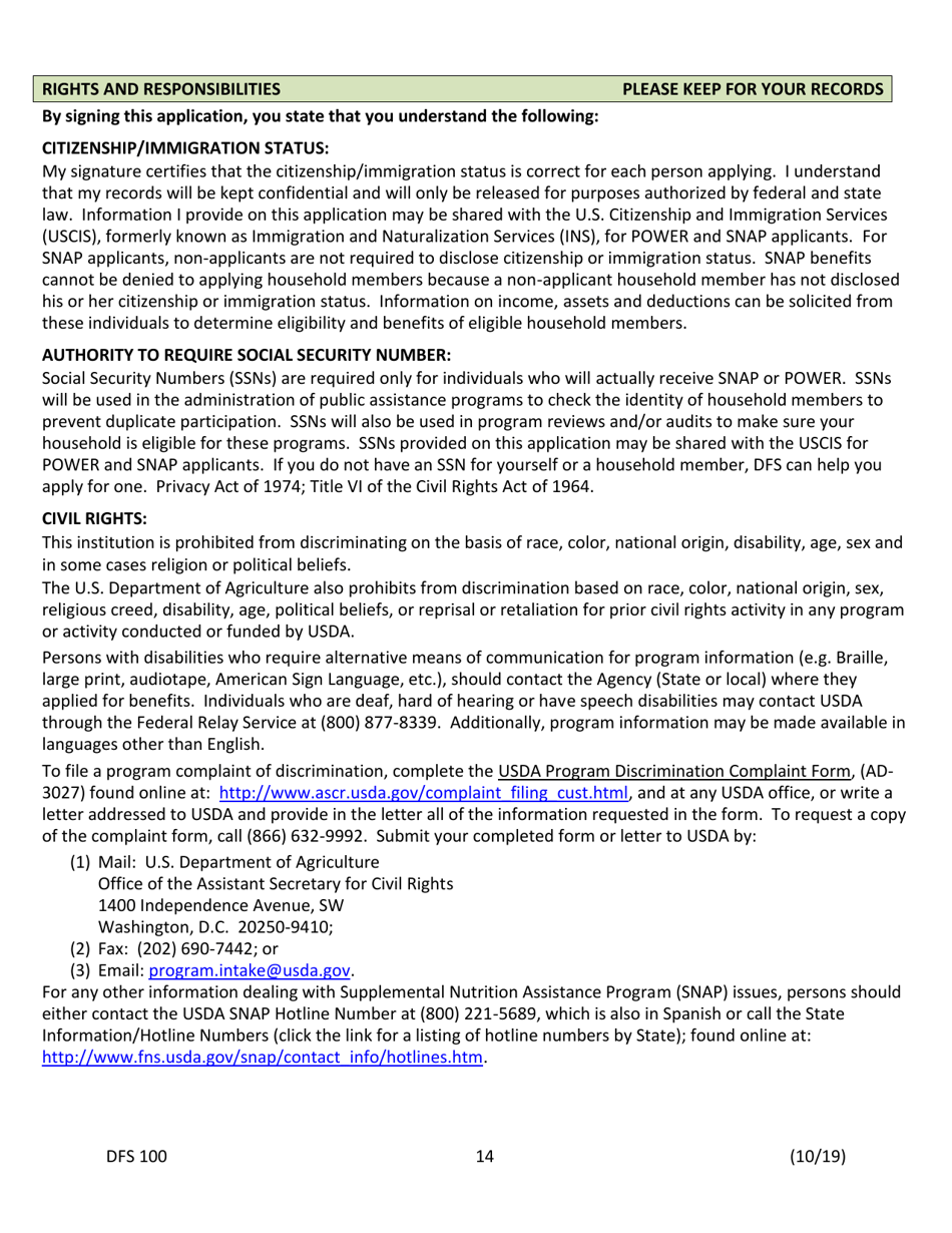 Form DFS100 Application for Assistance - Wyoming, Page 14