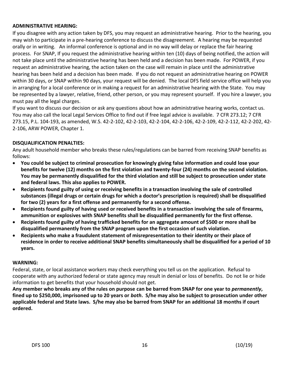 Form DFS100 Application for Assistance - Wyoming, Page 16