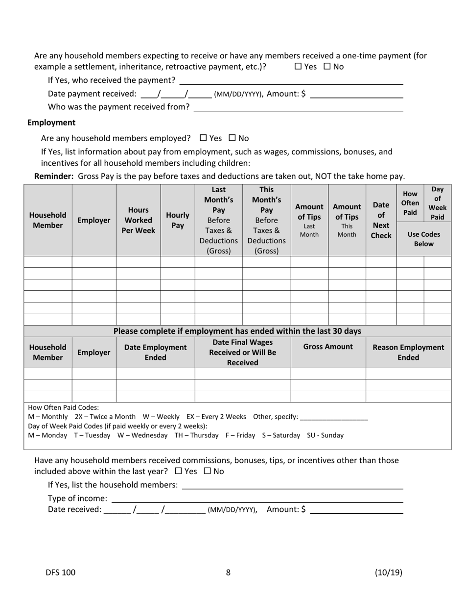 Form DFS100 Application for Assistance - Wyoming, Page 8