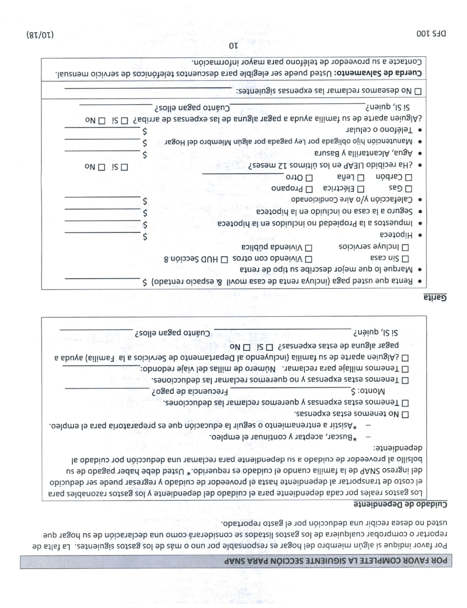 Formulario DFS100 Solicitud De Asistencia - Wyoming (Spanish), Page 10