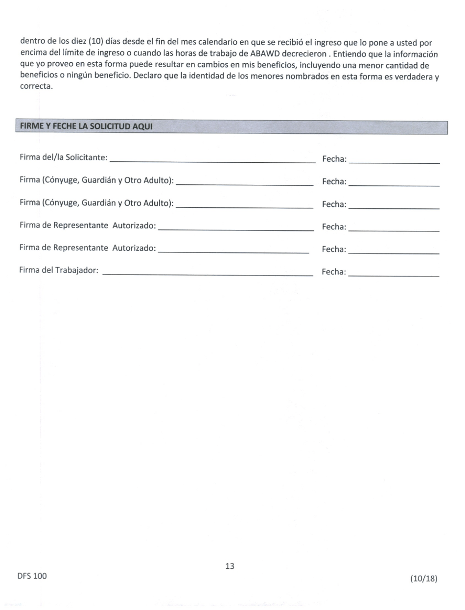 Formulario DFS100 Solicitud De Asistencia - Wyoming (Spanish), Page 13