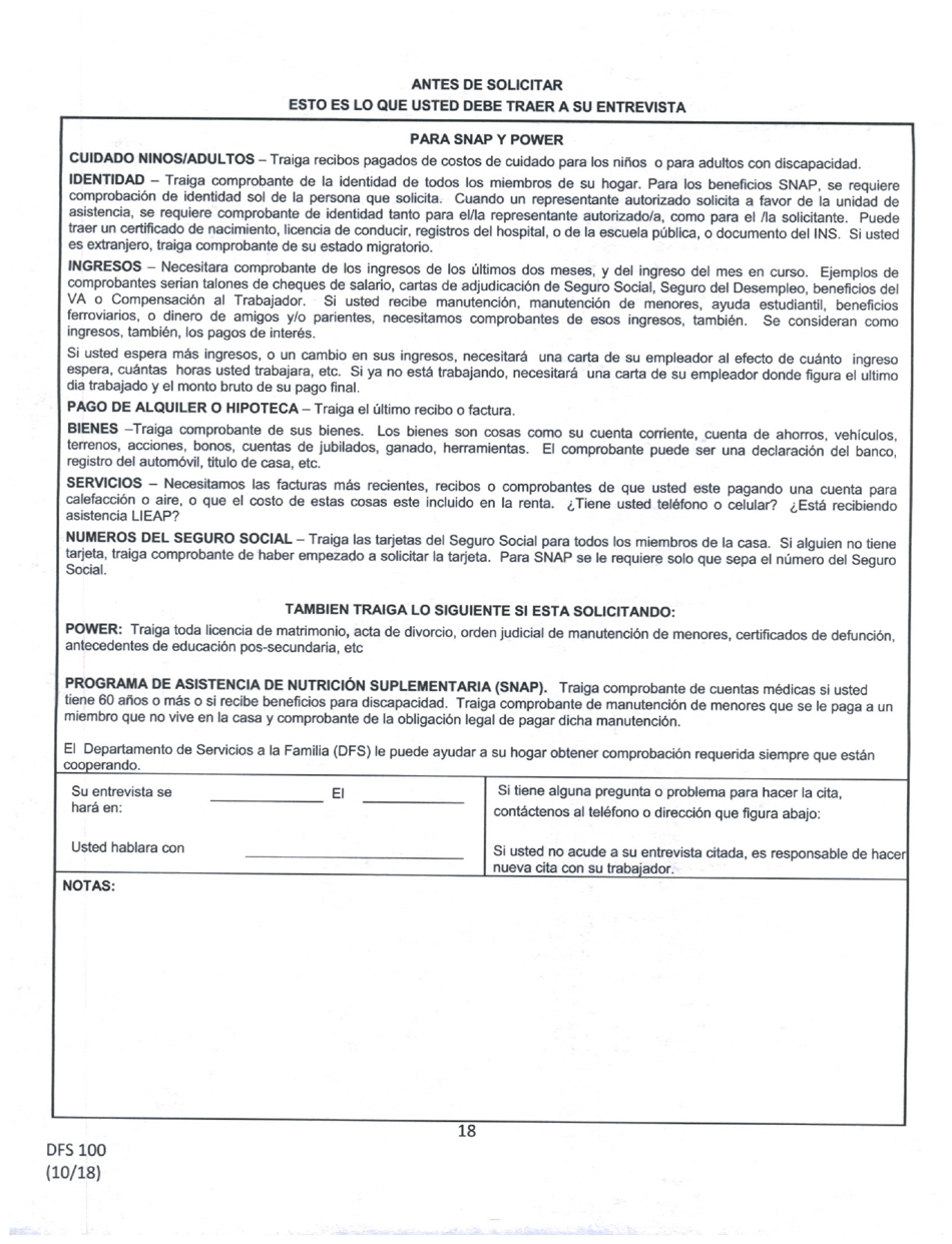 Formulario DFS100 Solicitud De Asistencia - Wyoming (Spanish), Page 19