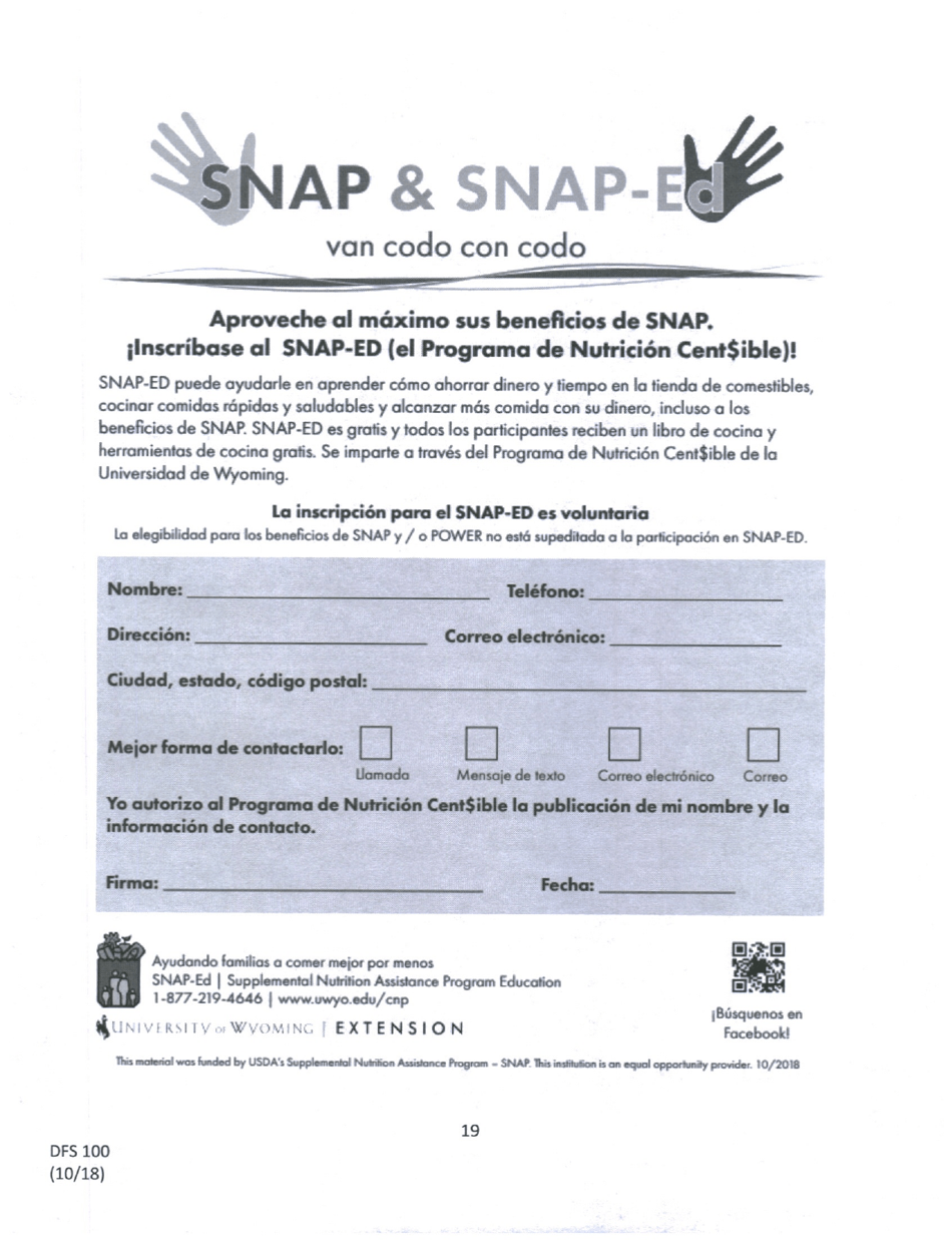 Formulario DFS100 Solicitud De Asistencia - Wyoming (Spanish), Page 21