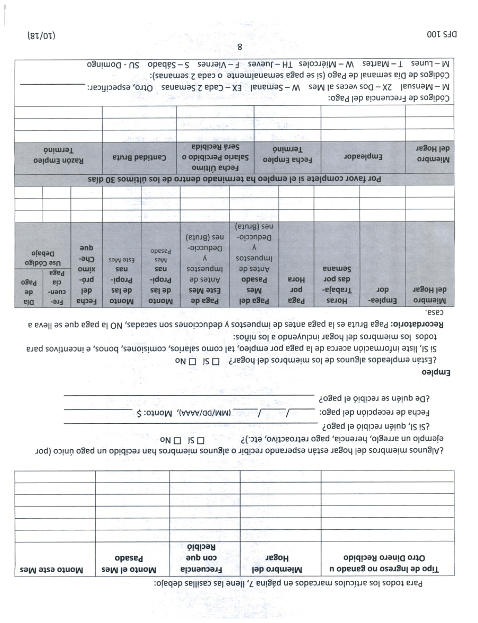 Formulario DFS100 Solicitud De Asistencia - Wyoming (Spanish), Page 8