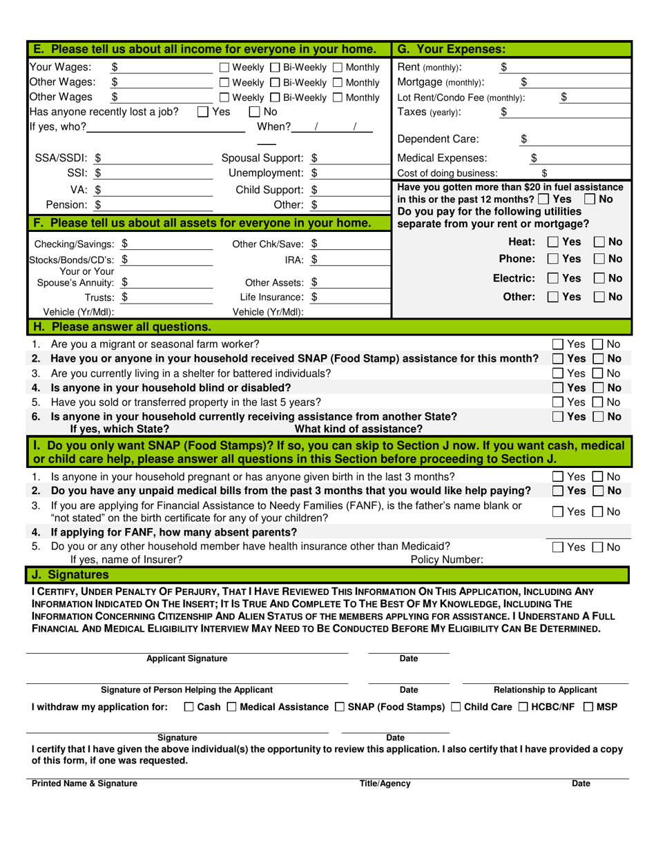 BFA Form 800 Application for Assistance - New Hampshire, Page 4