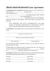Residential Lease Agreement Template - Rhode Island