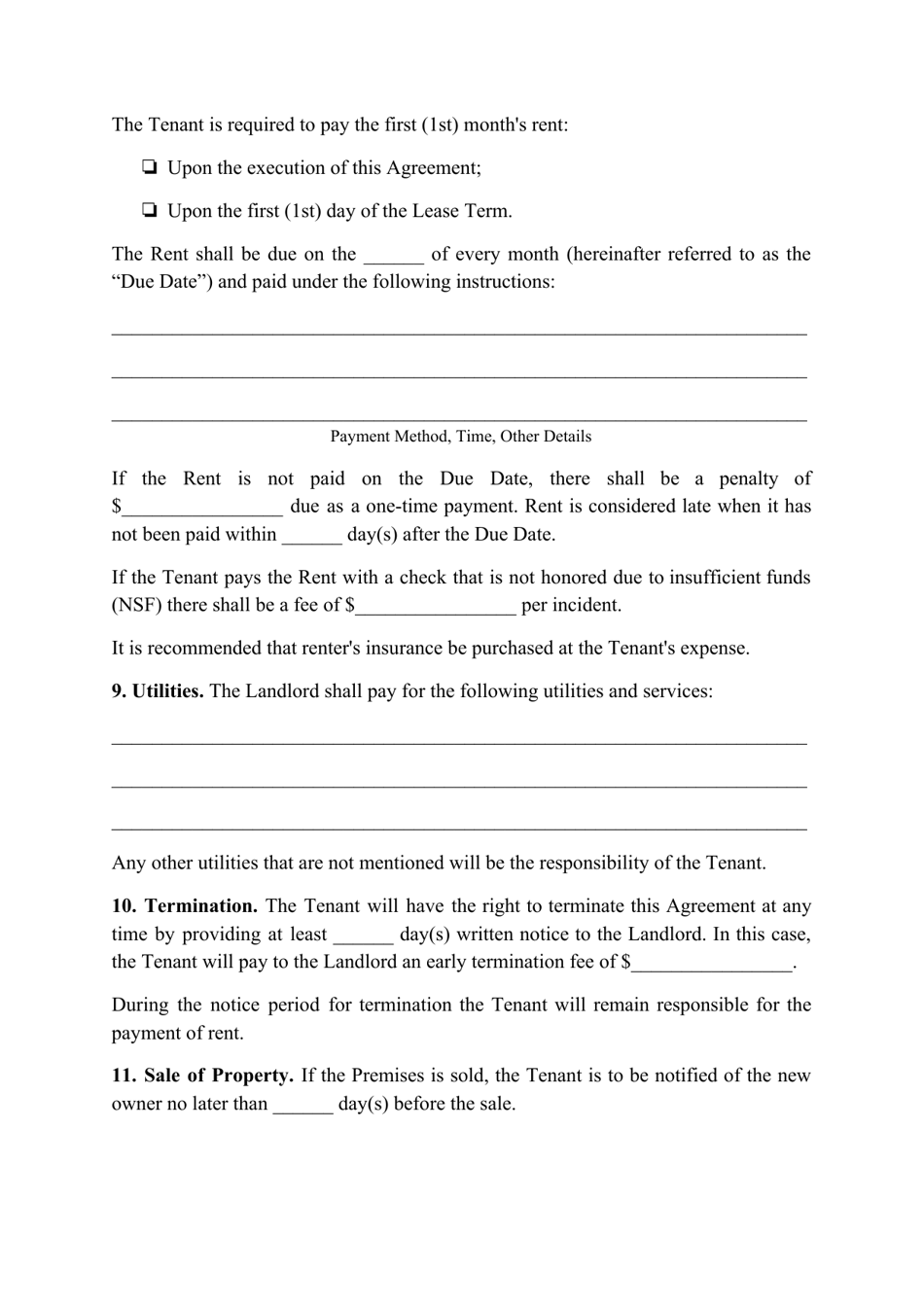Residential Lease Agreement Template - Rhode Island, Page 3