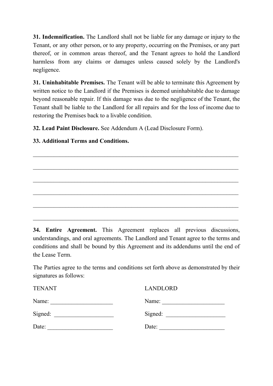 Residential Lease Agreement Template - Nevada, Page 8