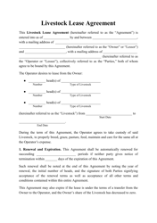 Livestock Lease Agreement Template