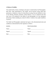 Model Release Form, Page 2