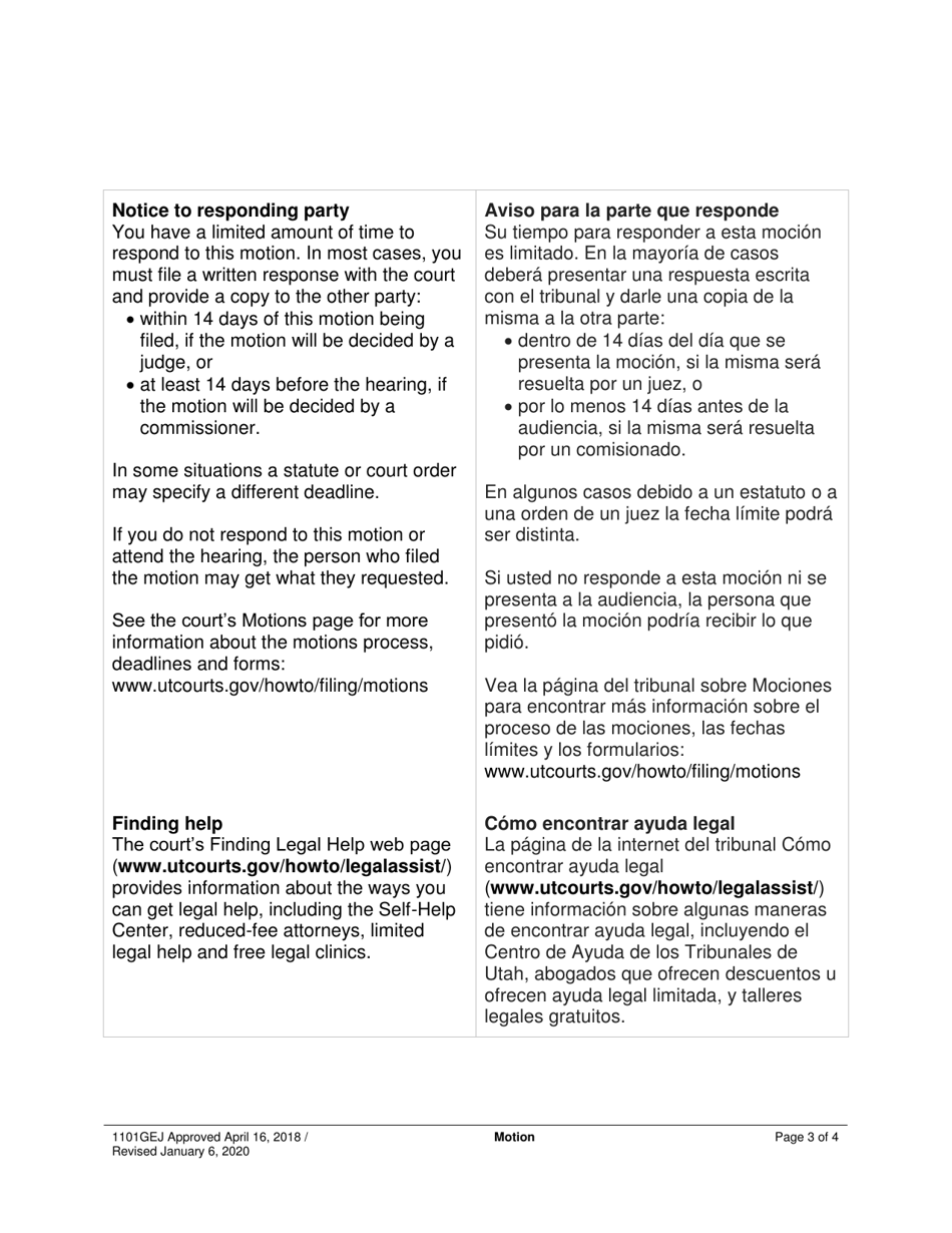 Form 1101GEJ Motion - Utah, Page 3