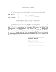 Sample Civil Form 43 &quot;Motion to Stay Taking of Deposition&quot; - Alabama