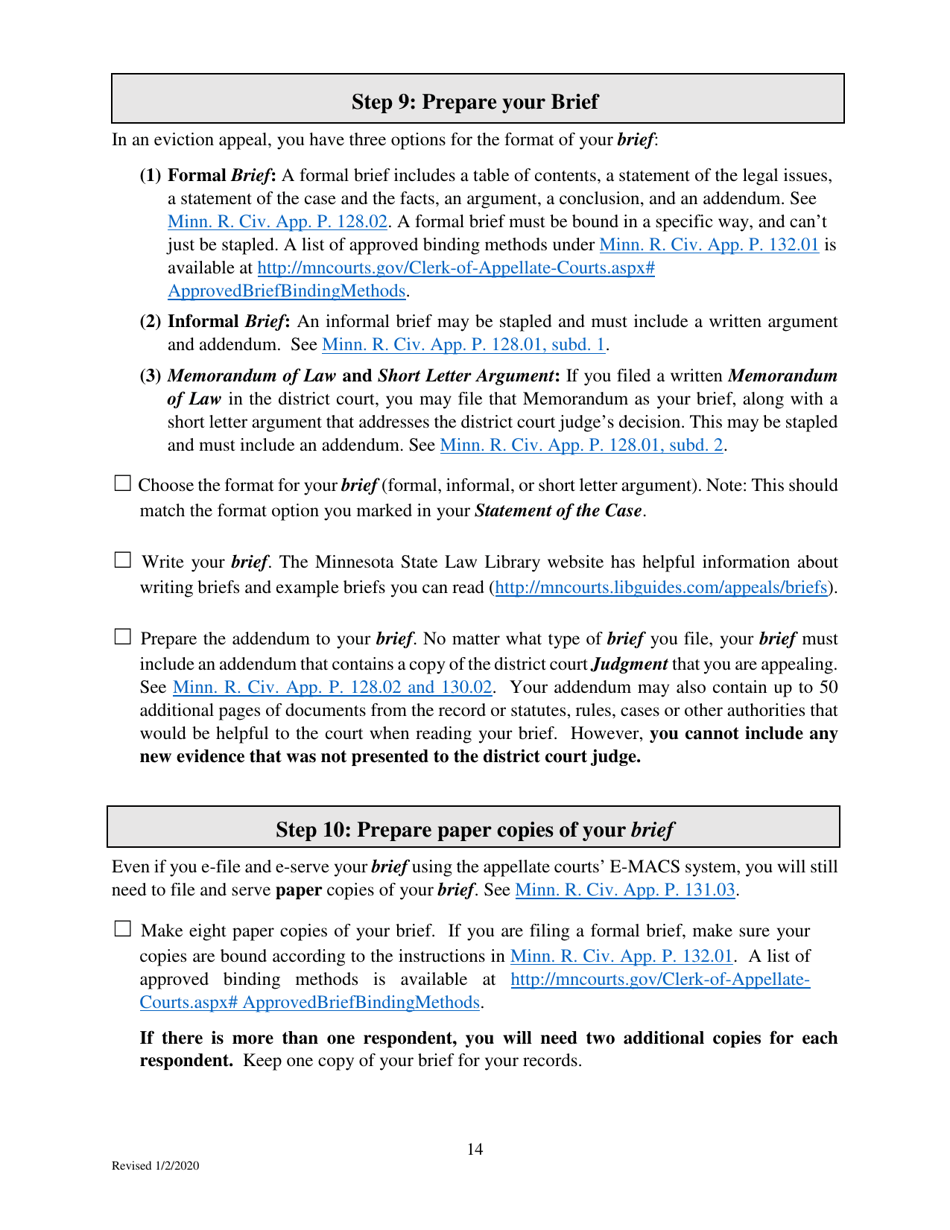 Filing an Eviction Appeal at the Minnesota Court of Appeals - Minnesota, Page 14