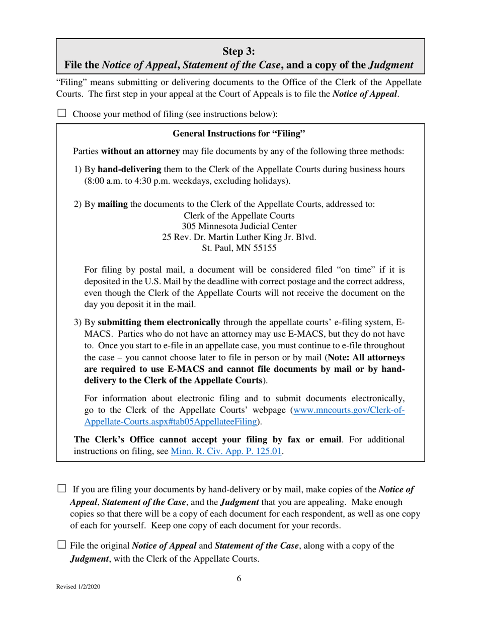 Filing an Eviction Appeal at the Minnesota Court of Appeals - Minnesota, Page 6