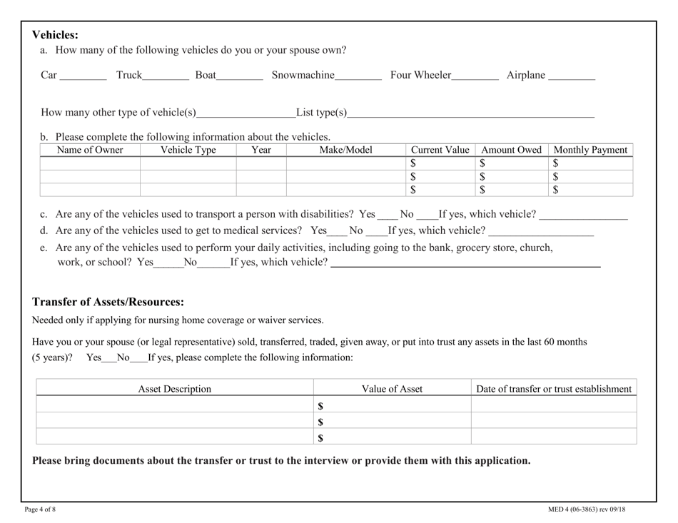 Form MED4 (06-3863) Application for Adults and Children With Long Term Care Needs - Alaska, Page 4