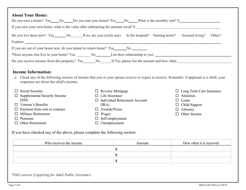 Form MED4 (06-3863) Application for Adults and Children With Long Term Care Needs - Alaska, Page 5