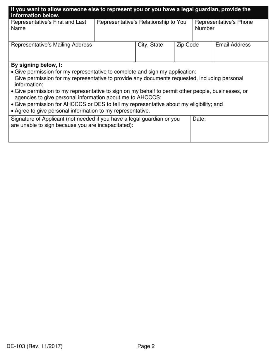 Form DE-103 Application for Ahcccs Health Insurance and Medicare Savings Programs - Arizona, Page 10