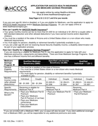 Form DE-103 Application for Ahcccs Health Insurance and Medicare Savings Programs - Arizona