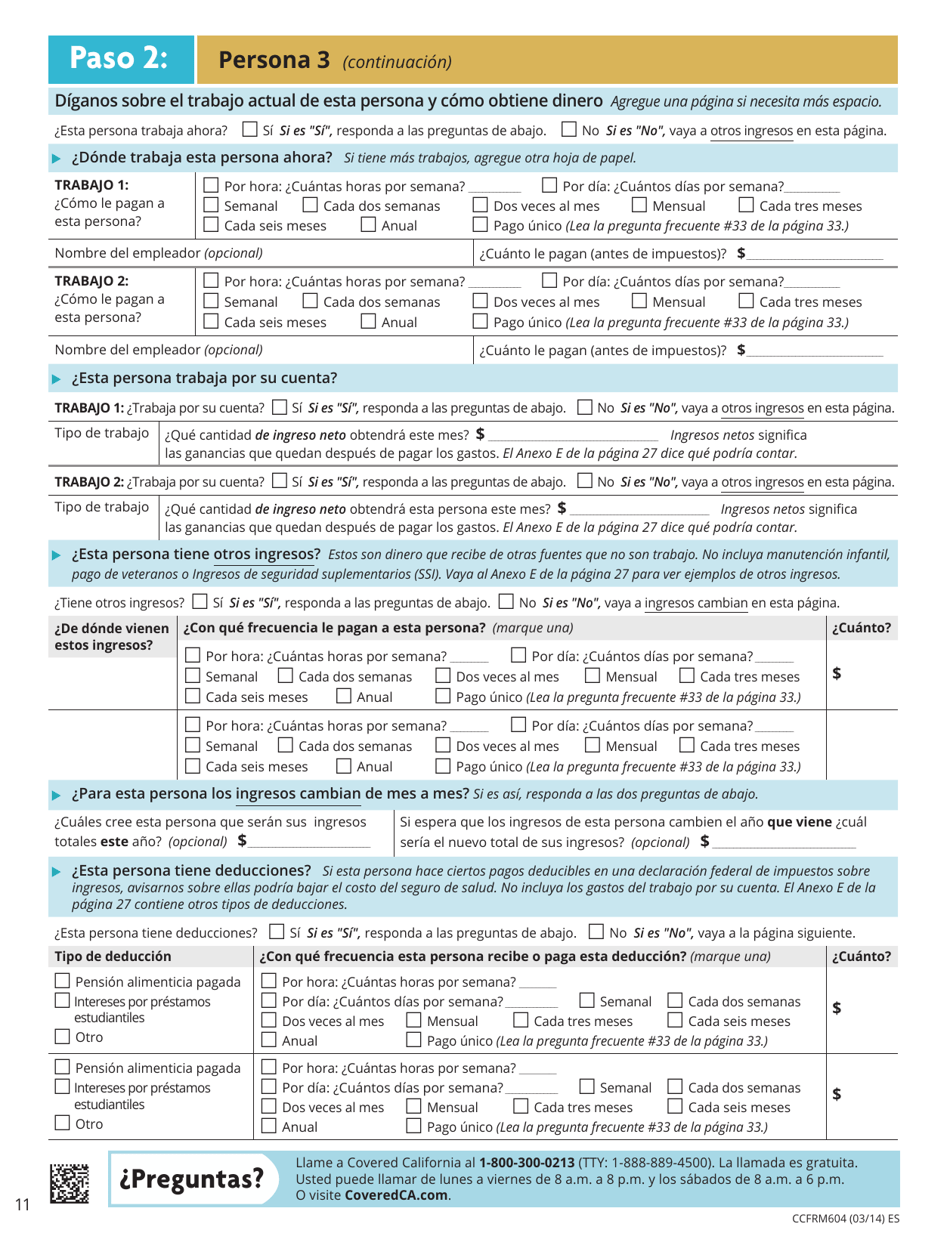 Formulario CCFRM604 Solicitud De Seguro De Salud - California (Spanish), Page 12