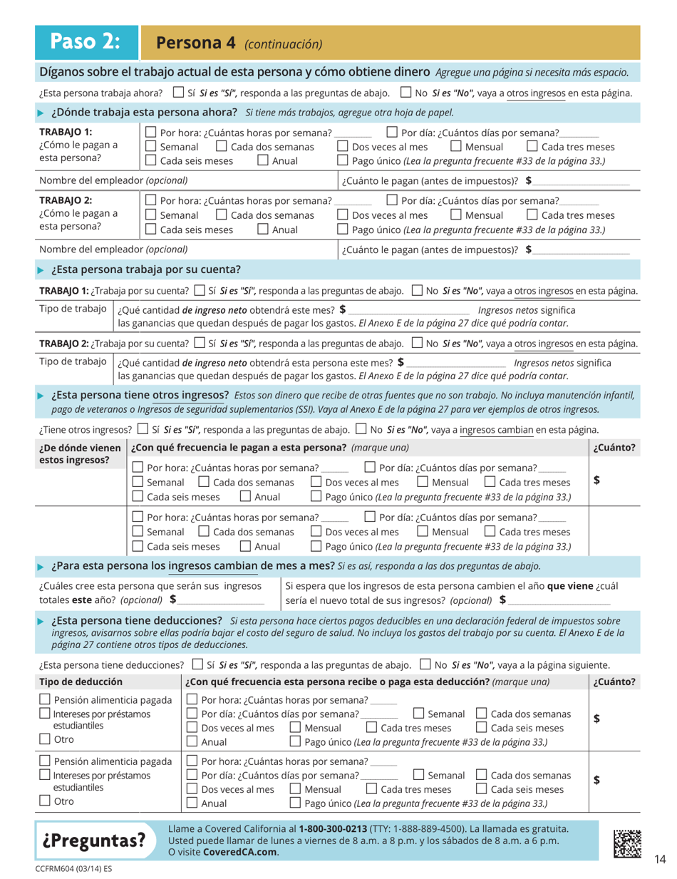 Formulario CCFRM604 Solicitud De Seguro De Salud - California (Spanish), Page 15
