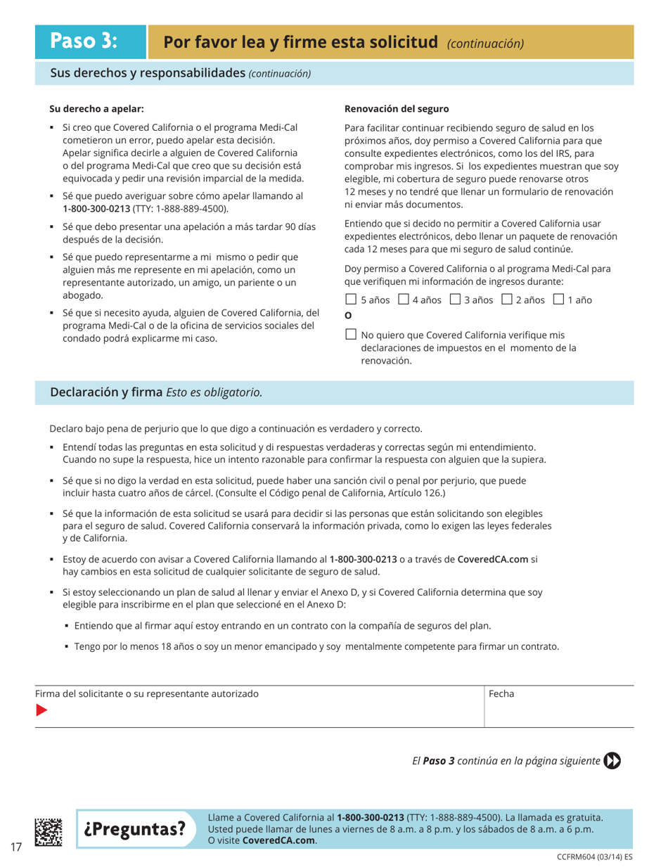 Formulario CCFRM604 Solicitud De Seguro De Salud - California (Spanish), Page 18