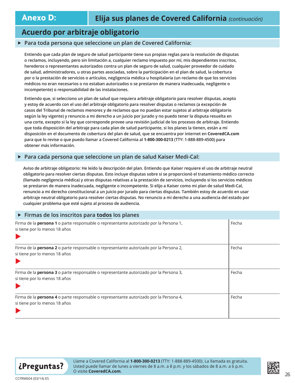 Formulario CCFRM604 Solicitud De Seguro De Salud - California (Spanish), Page 27