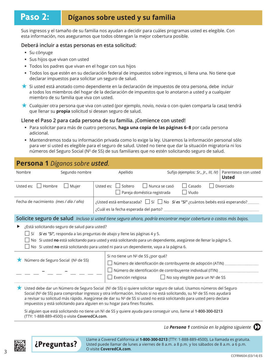 Formulario CCFRM604 Solicitud De Seguro De Salud - California (Spanish), Page 4