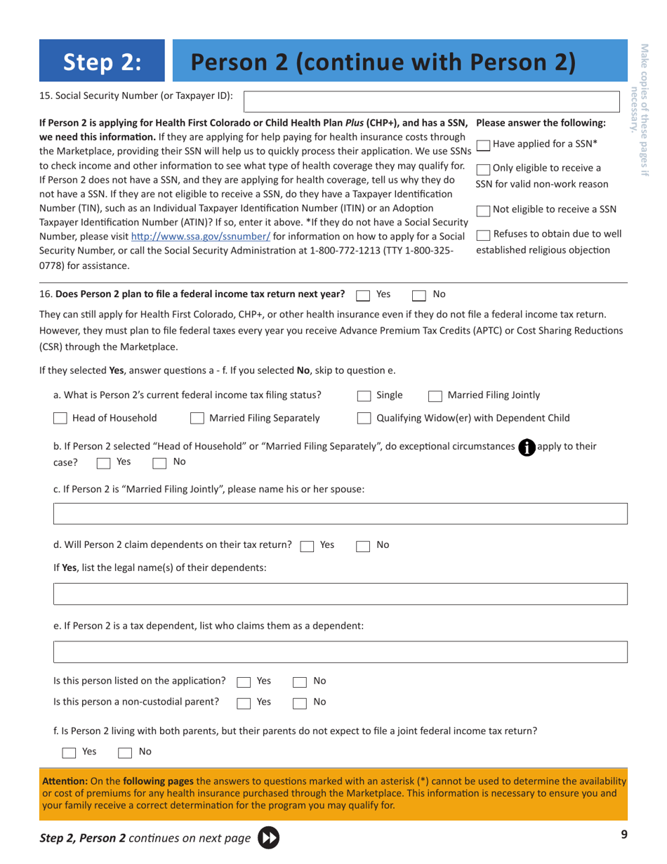 Application for Health Insurance  Help Paying Costs - Colorado, Page 12