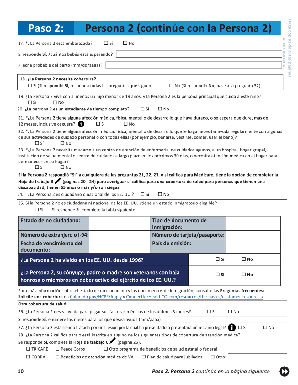 Solicitud Para El Seguro De Salud Y Ayuda Para Pagar Los Costos - Colorado (Spanish), Page 13