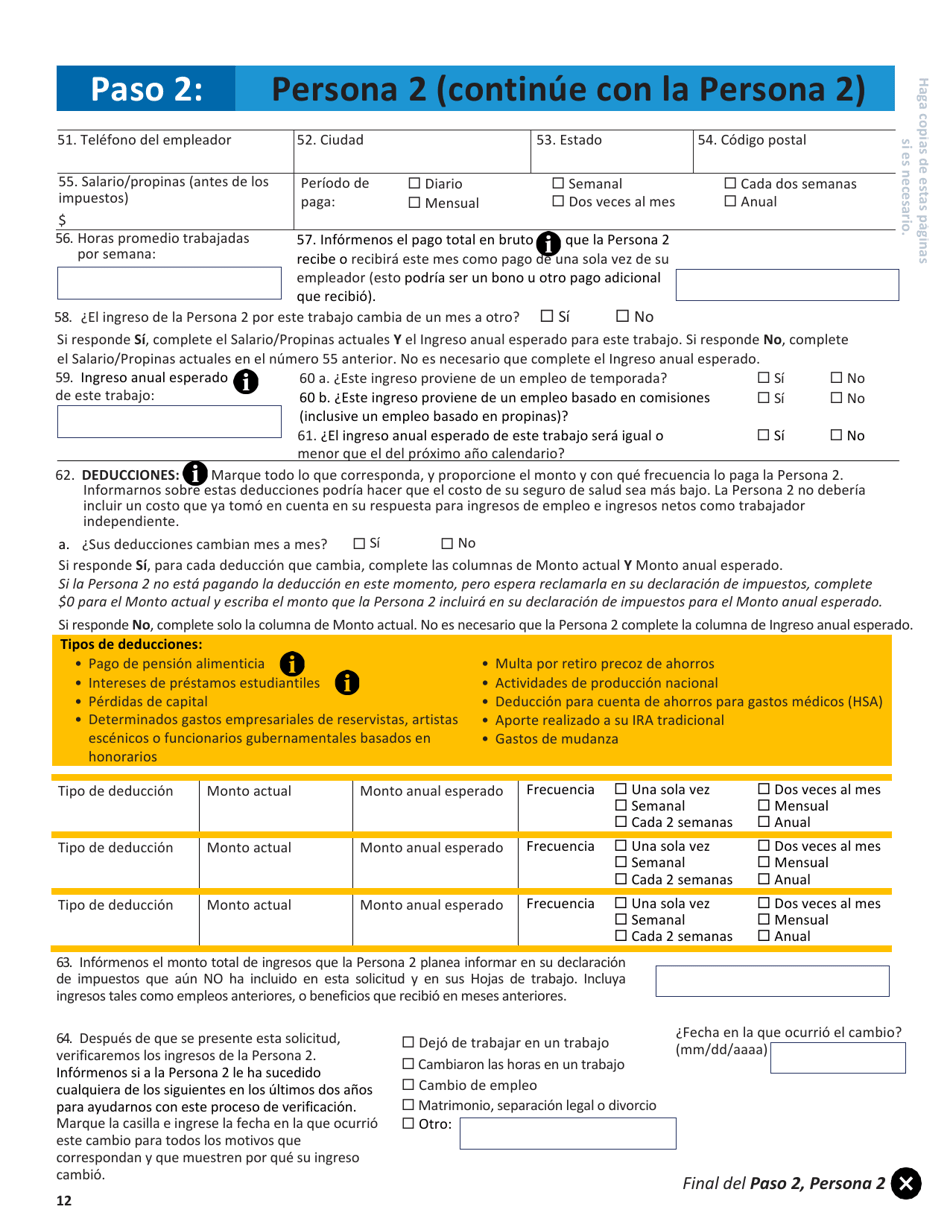 Solicitud Para El Seguro De Salud Y Ayuda Para Pagar Los Costos - Colorado (Spanish), Page 15
