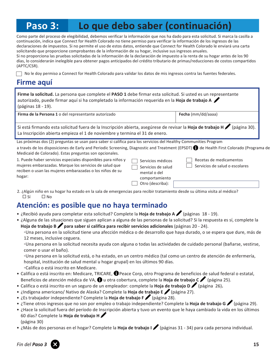 Solicitud Para El Seguro De Salud Y Ayuda Para Pagar Los Costos - Colorado (Spanish), Page 18