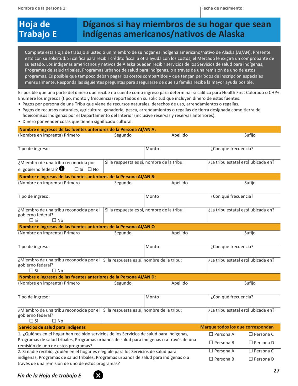 Solicitud Para El Seguro De Salud Y Ayuda Para Pagar Los Costos - Colorado (Spanish), Page 30