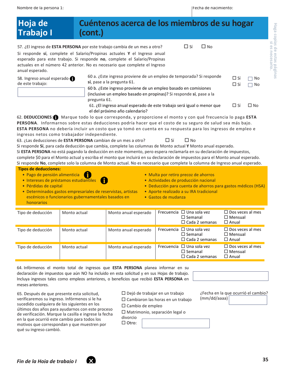 Solicitud Para El Seguro De Salud Y Ayuda Para Pagar Los Costos - Colorado (Spanish), Page 38