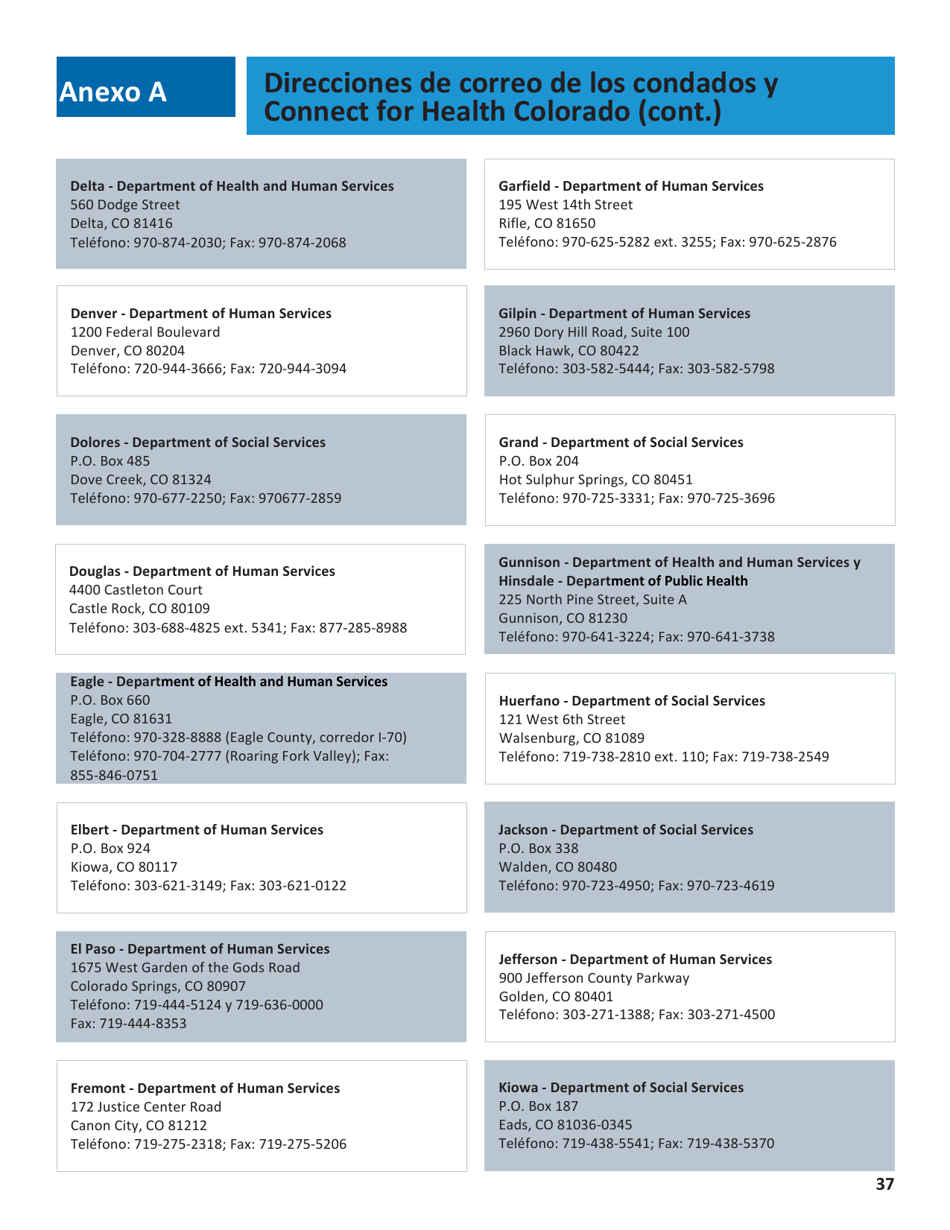 Solicitud Para El Seguro De Salud Y Ayuda Para Pagar Los Costos - Colorado (Spanish), Page 40
