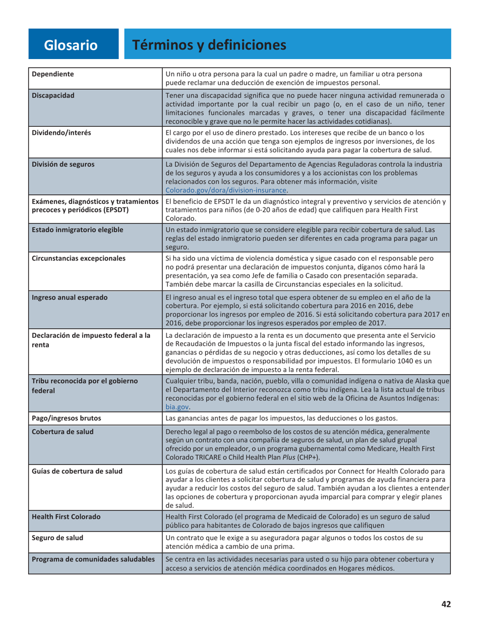 Solicitud Para El Seguro De Salud Y Ayuda Para Pagar Los Costos - Colorado (Spanish), Page 45