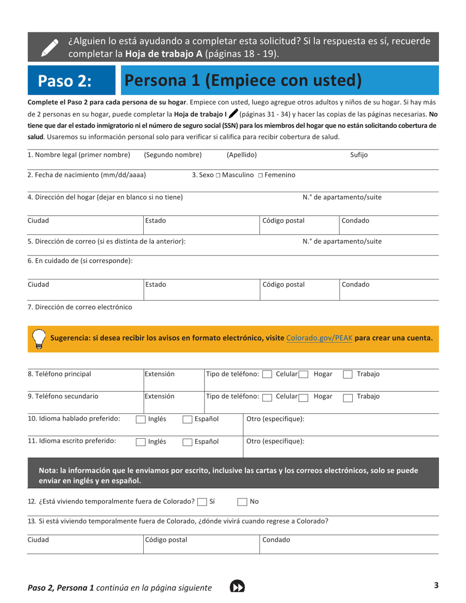 Solicitud Para El Seguro De Salud Y Ayuda Para Pagar Los Costos - Colorado (Spanish), Page 6