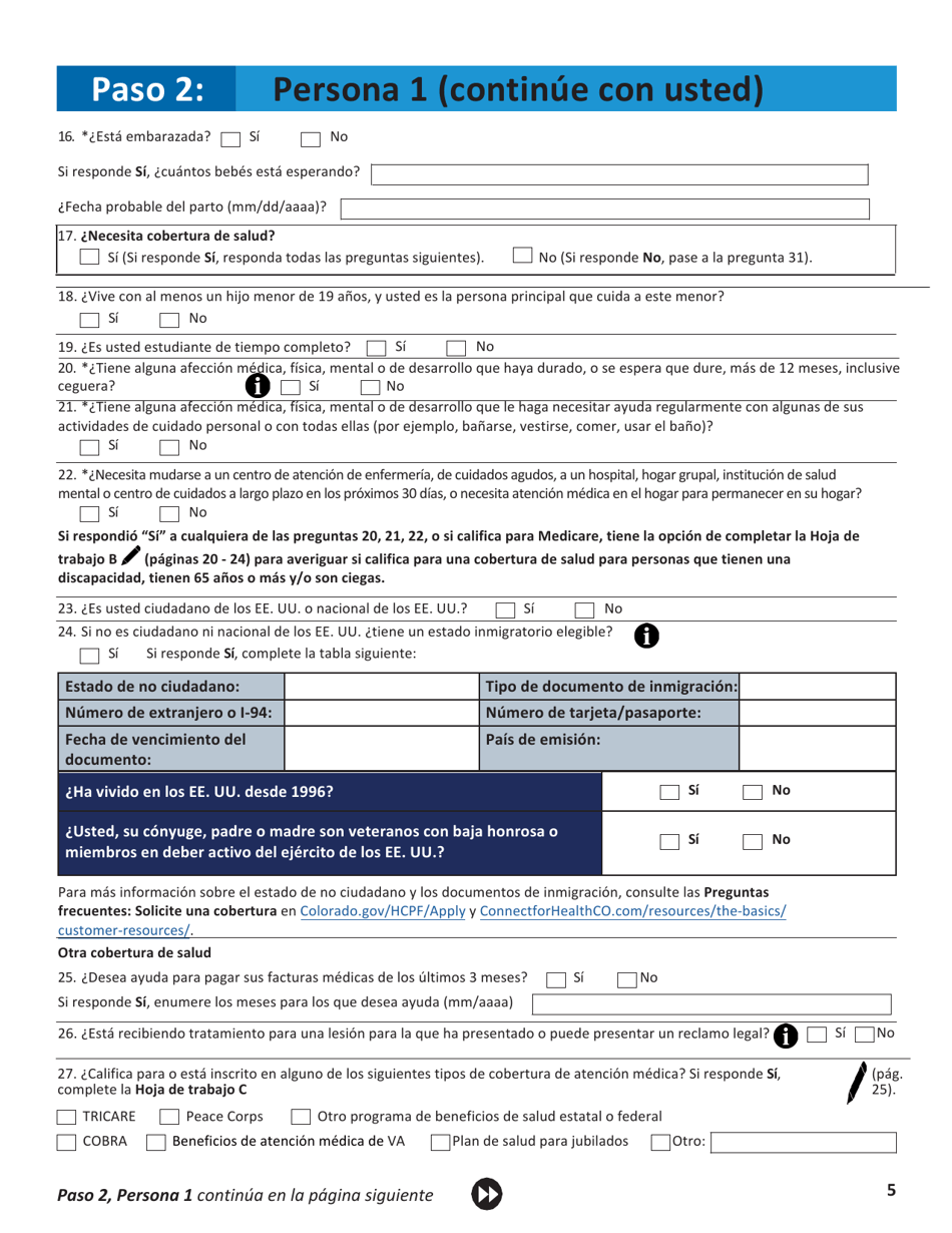 Solicitud Para El Seguro De Salud Y Ayuda Para Pagar Los Costos - Colorado (Spanish), Page 8